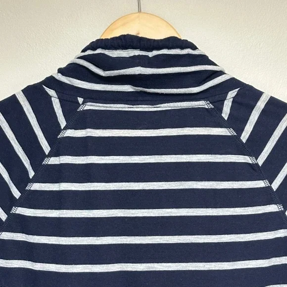 T by Talbots Women's Striped Popover Top Women's MP‎ Funnel Neck Beach Relaxed - Picture 5 of 10